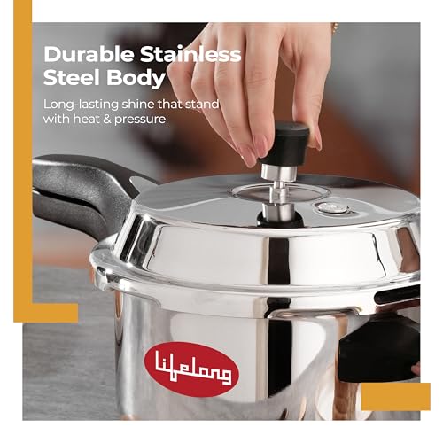 Lifelong 1 Litre Triply Stainless Steel Pressure Cooker for Kitchen | 2.5mm Thickness | Gas & Induction Compatible | Fast & Even Heating | Spillage Control Lid |Easy to Clean Wide Base | BIS Certified - Image 4