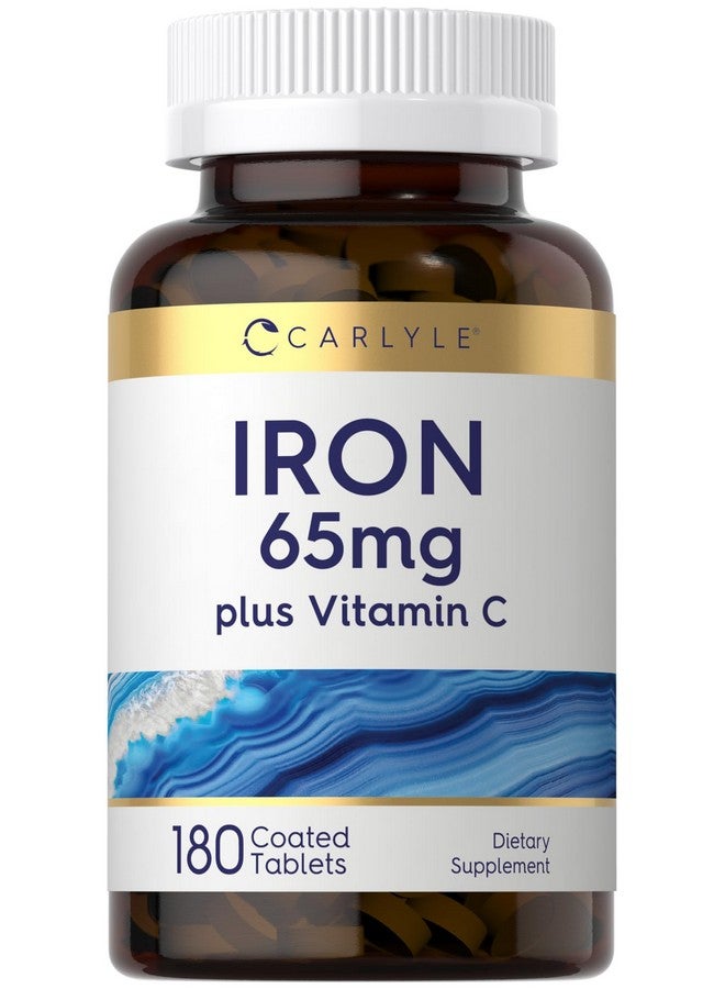 Carlyle مكمل الحديد كارلايل 65 ملغ مع فيتامين C | 180 قرص | 300 ملغ من فيتامين C | نباتي، غير معدل وراثيًا وخالي من الغلوتين - Image 1