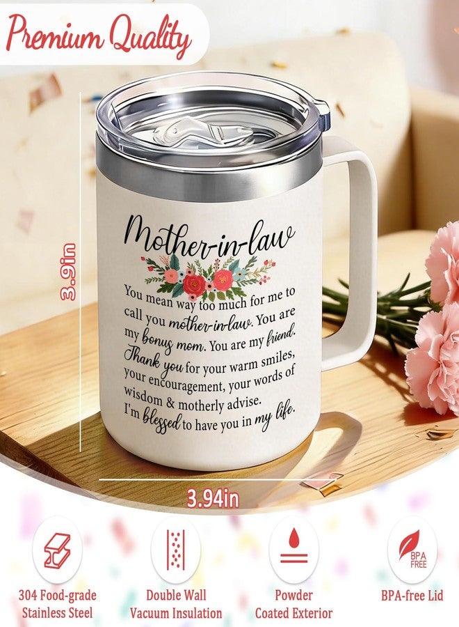 Lifecapido Mother in Law Gifts, Mothers Day Gifts for Mother In Law, 14oz Insulated Coffee Mug with Straw, Christmas Birthday Gift for Mothers-in-law, Creamy - Image 3