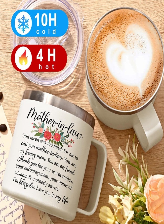 Lifecapido Mother in Law Gifts, Mothers Day Gifts for Mother In Law, 14oz Insulated Coffee Mug with Straw, Christmas Birthday Gift for Mothers-in-law, Creamy - Image 4