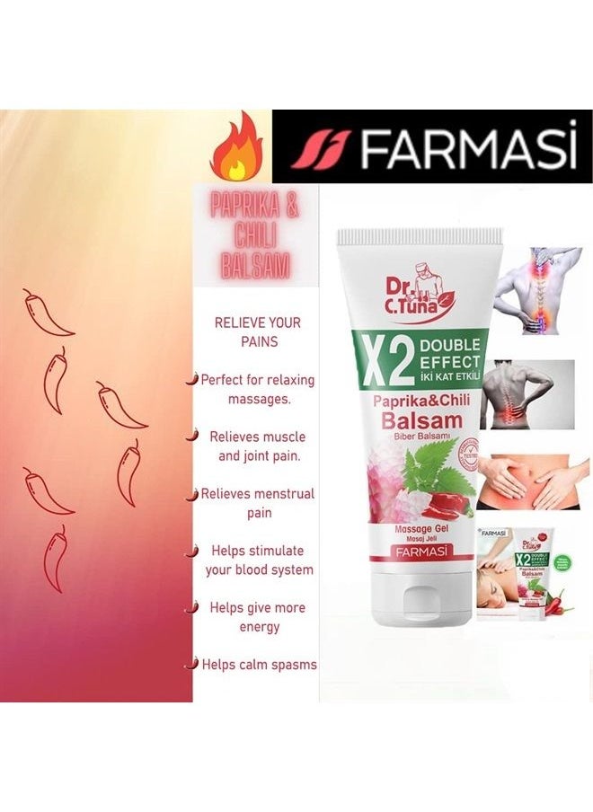 FARMASI - Dr. C. Tuna Massage Gel Paprika & Chili Balsam, Red Pepper, Ginger Root & Nettle Extracts with Mint, Jojoba, Rosemary Oils to Soothe Your Body After a Long Day, 8.45 fl oz / 250 ml - Image 1