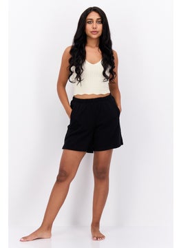 UNDIZ Women  Solid Pyjamas Shorts, Black  - Image 4