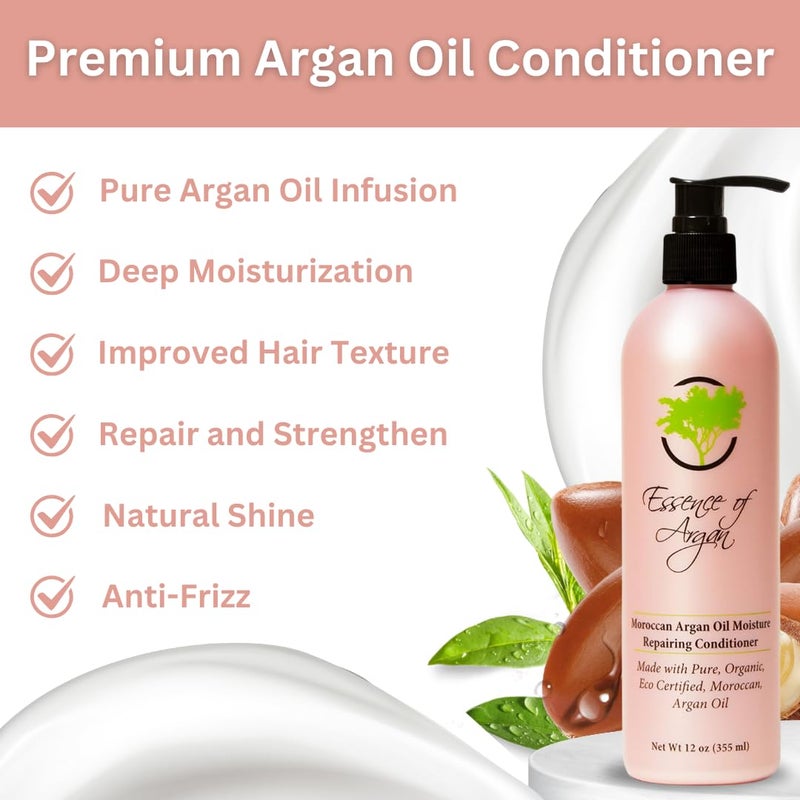 Essence of Argan Renewing Hair Care Products Condtioner Infused with 100% Pure Moroccan Organic Argan Oil - Volumizes, Nourishes and Moisturizes Your Hair - All Hair Types - Image 2