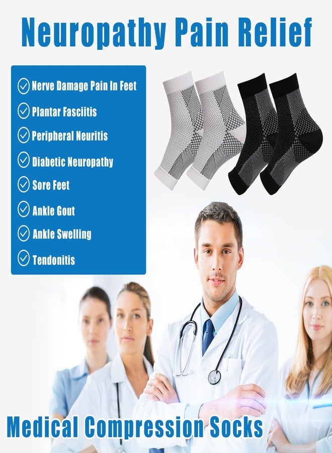 Yanmide جوارب لعلاج اعتلال الأعصاب، كم ضاغط للكاحل، جوارب ضغط مهدئة لتخفيف الألم 20-30 ملم زئبق، كم داعم للكاحل لعلاج اعتلال الأعصاب، التهاب اللفافة الأخمصية، وتخفيف آلام أعصاب القدم السكرية (أسود، صغير/متوسط) - Image 3