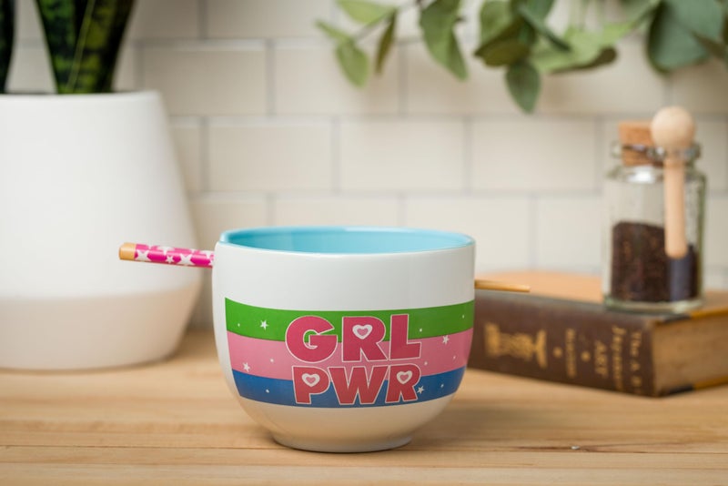 Silver Buffalo Silver Buffalo The Powerpuff Girls Girl Power Featuring Blossom  Bubbles  and Buttercup Ceramic Ramen Noodle Rice Bowl with Chopsticks  Microwave Safe  20 Ounces  - Image 5