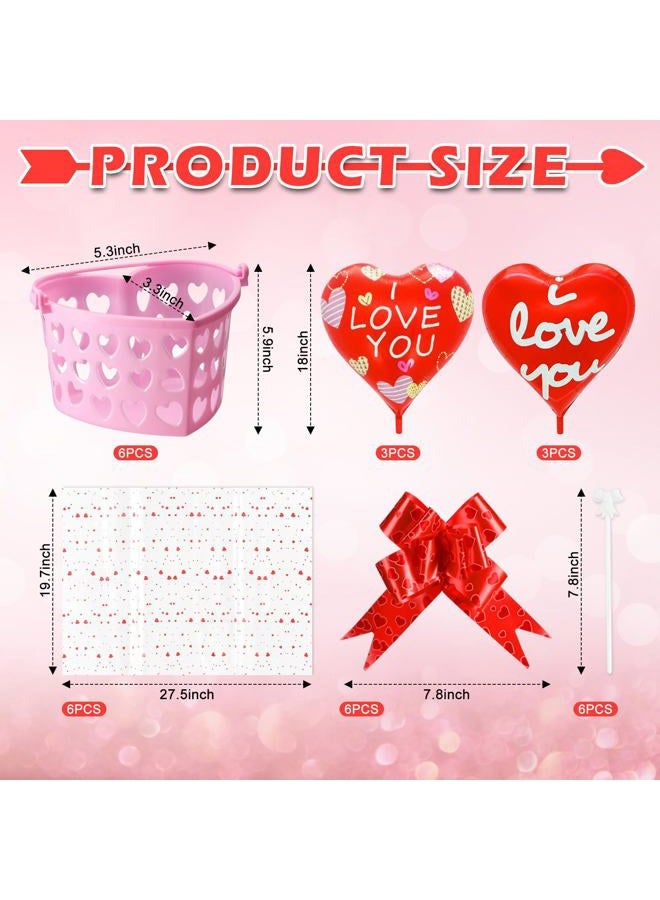 PullCrease 6 Sets Valentine's Day Love Gift Basket Self Inflatable Heart Balloons Valentine Decoration for Valentine's Day Gift Wedding Birthday Engagement Party Supplies - Image 2