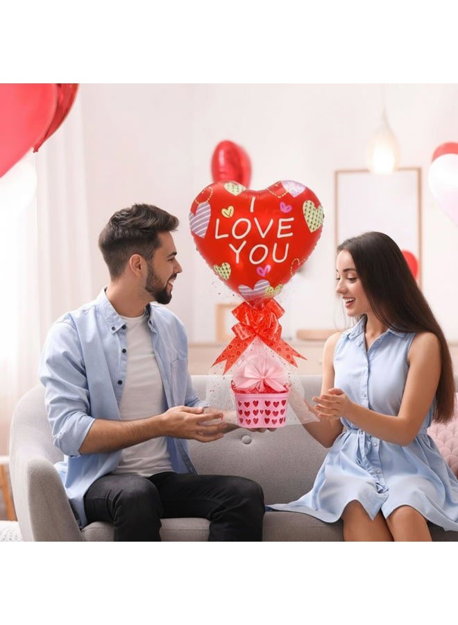 PullCrease 6 Sets Valentine's Day Love Gift Basket Self Inflatable Heart Balloons Valentine Decoration for Valentine's Day Gift Wedding Birthday Engagement Party Supplies - Image 4