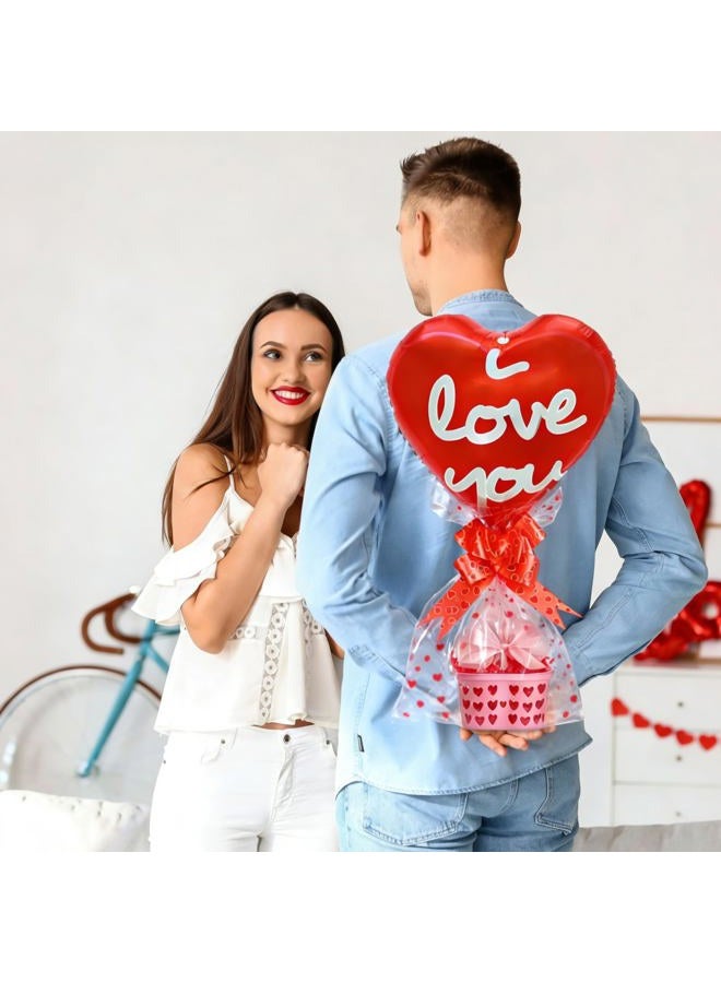 PullCrease 6 Sets Valentine's Day Love Gift Basket Self Inflatable Heart Balloons Valentine Decoration for Valentine's Day Gift Wedding Birthday Engagement Party Supplies - Image 3