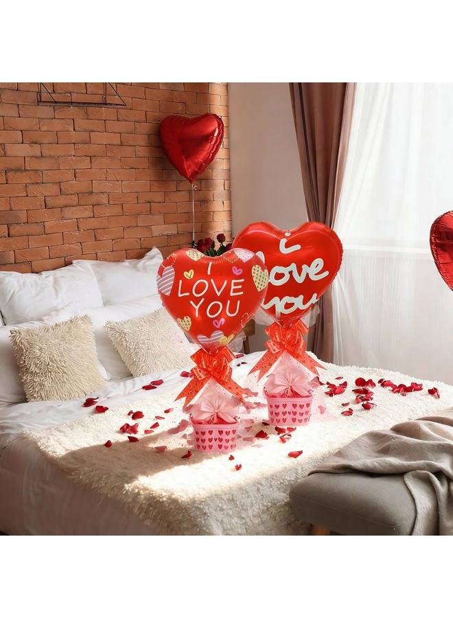 PullCrease 6 Sets Valentine's Day Love Gift Basket Self Inflatable Heart Balloons Valentine Decoration for Valentine's Day Gift Wedding Birthday Engagement Party Supplies - Image 5