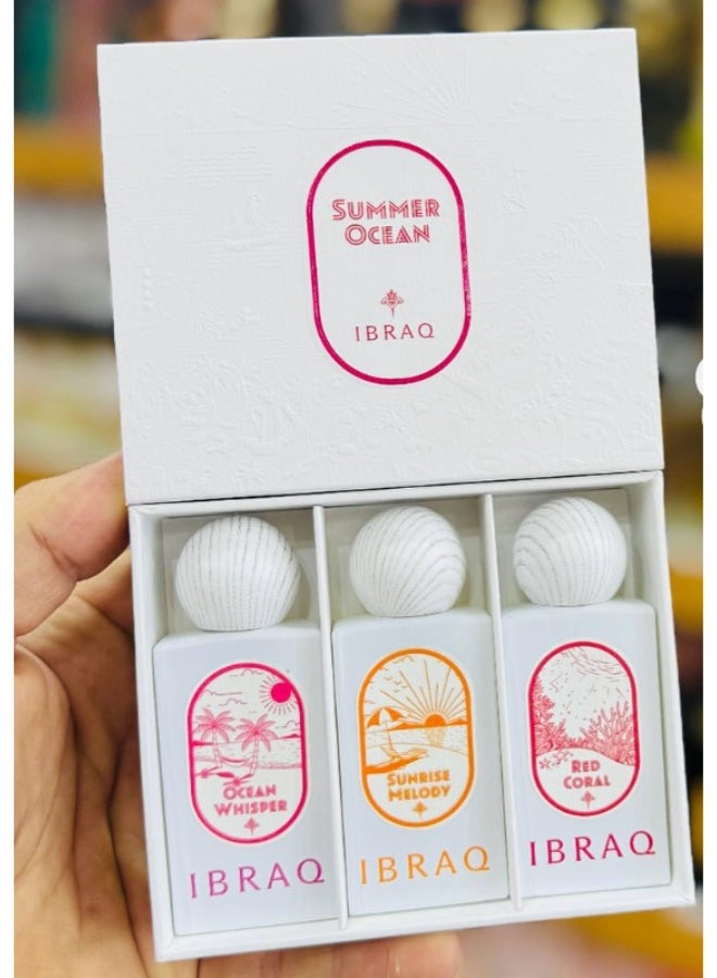 IBRAHIM ALQURASHI Ibrahim Al-Qurashi (Ibraq) - 3 Ocean Whisper (10ml each) :  Sunrise melody (10ml)  Red Coral - For Womens - Image 3