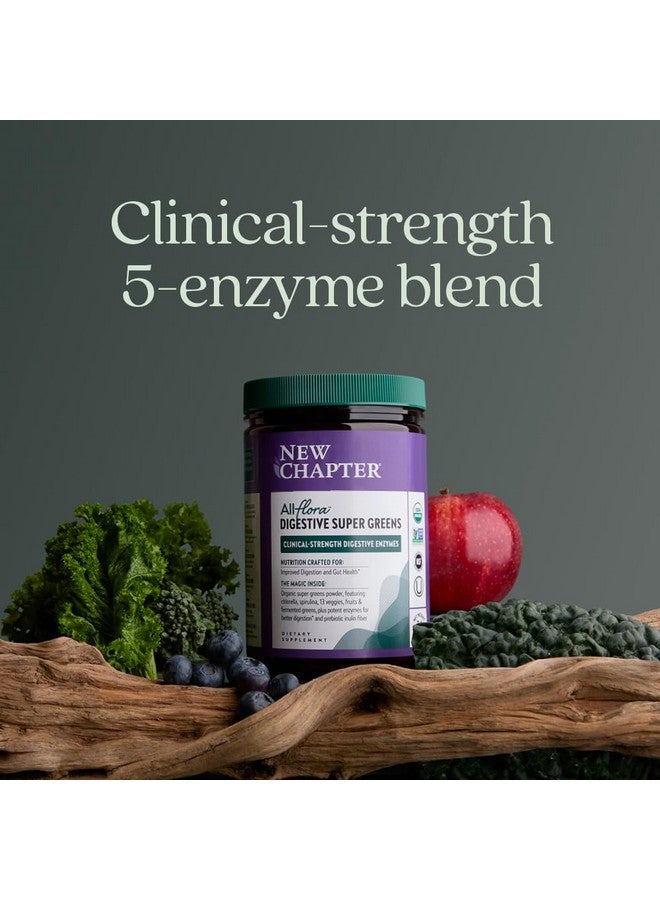 New Chapter All-Flora Digestive Super Greens Powder for Gut Health - Clinical-Strength Digestive Enzymes + USDA Organic Chlorella, Spirulina, Fermented Greens - Delicious & 100% Vegan, 30 Servings - Image 4