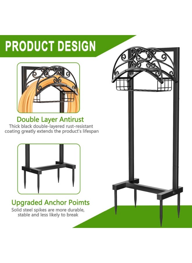 والالا حامل خرطوم مياه الحديقة، حامل خرطوم معدني شديد التحمل، حامل خرطوم مستقل قوي، رف تخزين خرطوم حديقة قابل للفصل للحديقة الخارجية - Image 2