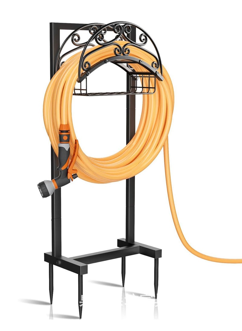 والالا حامل خرطوم مياه الحديقة، حامل خرطوم معدني شديد التحمل، حامل خرطوم مستقل قوي، رف تخزين خرطوم حديقة قابل للفصل للحديقة الخارجية - Image 1