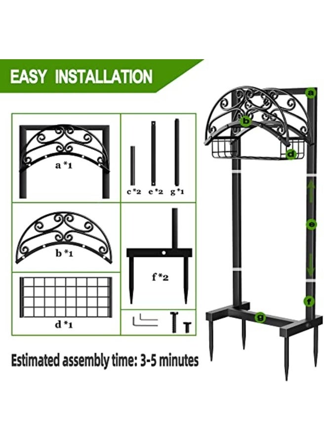 والالا حامل خرطوم مياه الحديقة، حامل خرطوم معدني شديد التحمل، حامل خرطوم مستقل قوي، رف تخزين خرطوم حديقة قابل للفصل للحديقة الخارجية - Image 4