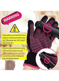 BTFMEI 2 Pcs Heat Resistant Gloves With Silicone Bumps，Upgraded Professional Heat Proof Mitts For Hair Styling Curling Flat Iron Wand Hot-Air Brushes Non-Slip Gloves  - Image 3