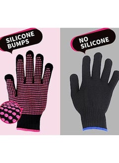 BTFMEI 2 Pcs Heat Resistant Gloves With Silicone Bumps，Upgraded Professional Heat Proof Mitts For Hair Styling Curling Flat Iron Wand Hot-Air Brushes Non-Slip Gloves  - Image 4