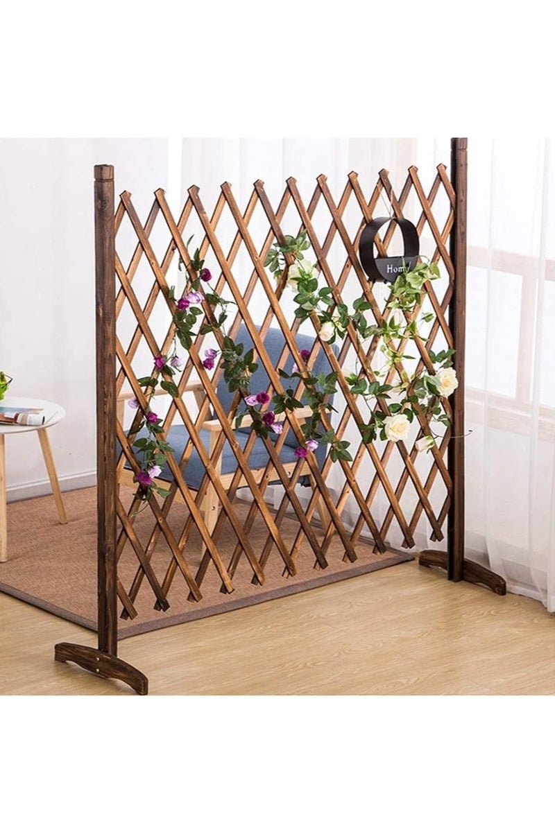 LINGWEI Wooden Expandable Trellis Fence Freestanding Decorative Garden Fence, Dog & Pet Gate, Antiseptic Wood Panels Outdoor Partition - Image 1