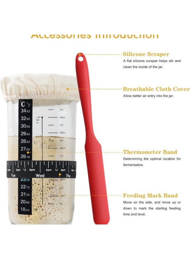 Hot Sale 24oz Sour Bread Fermented Glass Jar Fermented Dough Bread Baking Supplies Thermometer With Lid-Specifications:Scale 650ml Color D-2 - Image 5