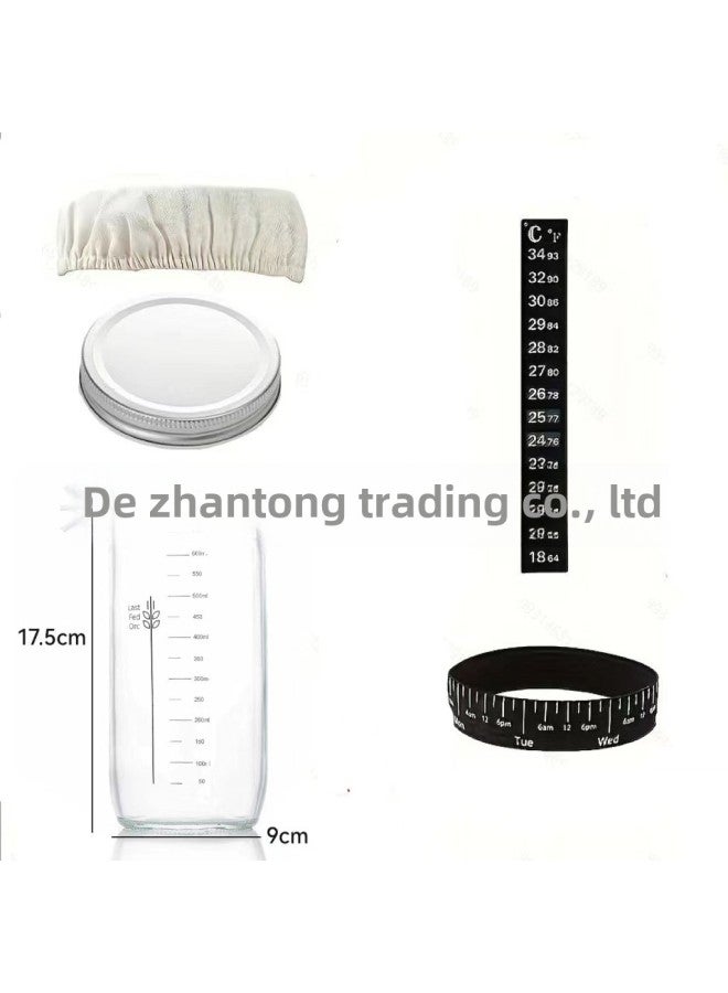 Hot Sale 24oz Sour Bread Fermented Glass Jar Fermented Dough Bread Baking Supplies Thermometer With Lid-Specifications:Scale 650ml Color D-2 - Image 1
