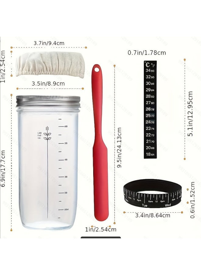 Hot Sale 24oz Sour Bread Fermented Glass Jar Fermented Dough Bread Baking Supplies Thermometer With Lid-Specifications:Scale 650ml Color D-2 - Image 3