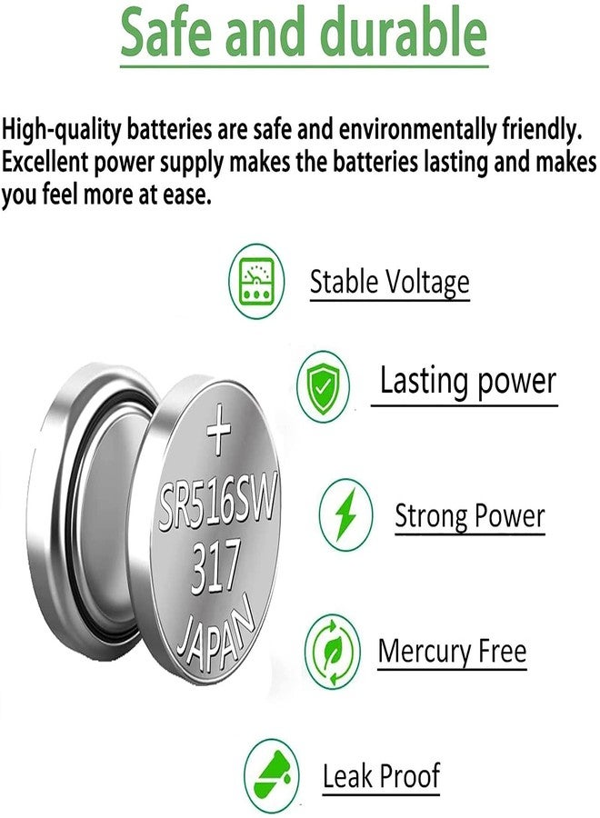 SKOANBE SR516SW 317 1.5V Button Coin Cell Silver Oxide Watch Battery（10-Packs） - Image 3