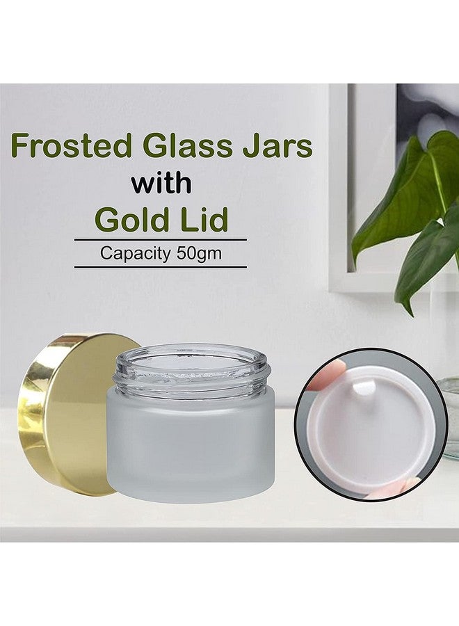 ديفينيز برطمان/وعاء فارغ متعدد الأغراض من الزجاج المصنفر من ديفينيز بغطاء ذهبي، 50 جرامًا (عبوة من 4 قطع)، للجمال والكريمات والمخاليط والعناية بالبشرة والعناية بالشعر والسفر والتونر ومستحضرات التجميل والمشاريع المنزلية - Image 3