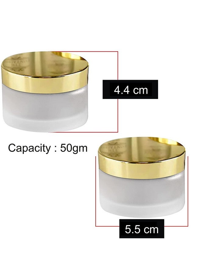 ديفينيز برطمان/وعاء فارغ متعدد الأغراض من الزجاج المصنفر من ديفينيز بغطاء ذهبي، 50 جرامًا (عبوة من 4 قطع)، للجمال والكريمات والمخاليط والعناية بالبشرة والعناية بالشعر والسفر والتونر ومستحضرات التجميل والمشاريع المنزلية - Image 4