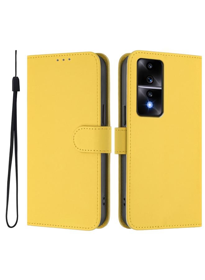 Zaboon Case For Honor 80 GT Skin Feel Solid Color Leather Phone Case with Lanyard - Image 2