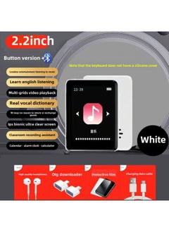 Teng Student Version Mp3 Screen Mp4 Walkman Outside Bluetooth Mini Touch Screen English Reading Novels Listening To Songs Hao Bao Da-Body Color:2.2inch Button Screen White [bluetooth 5.4-vocal Dictionary/enlarged Battery]-Memory Capacity:64gb Downloaded Popular Resources (son + Novel) - Official Standard + [hifi