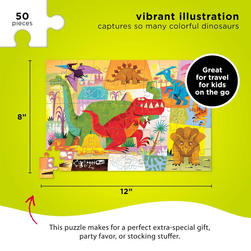 Crocodile Creek 50-Piece Jigsaw Puzzle - Fun Table or Floor Puzzles for Kids Ages 4-6 and Up - Includes Heavy-Duty Shaped Box for Storage - Dino World - 12" x 8" Finished - Image 3