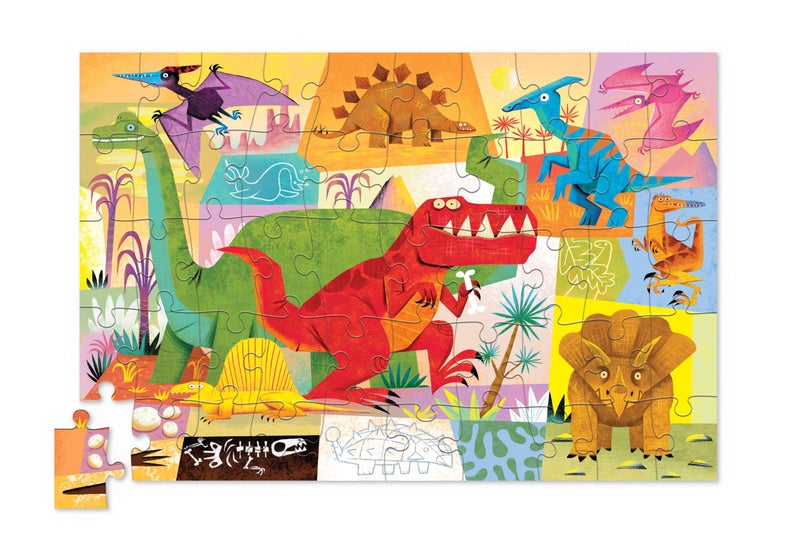Crocodile Creek 50-Piece Jigsaw Puzzle - Fun Table or Floor Puzzles for Kids Ages 4-6 and Up - Includes Heavy-Duty Shaped Box for Storage - Dino World - 12" x 8" Finished - Image 4