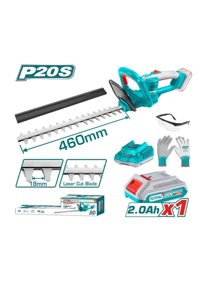 TOTAL 20V Cordless Hedge Trimmer 460mm with 2 Lithium Batteries & Charger - Image 1