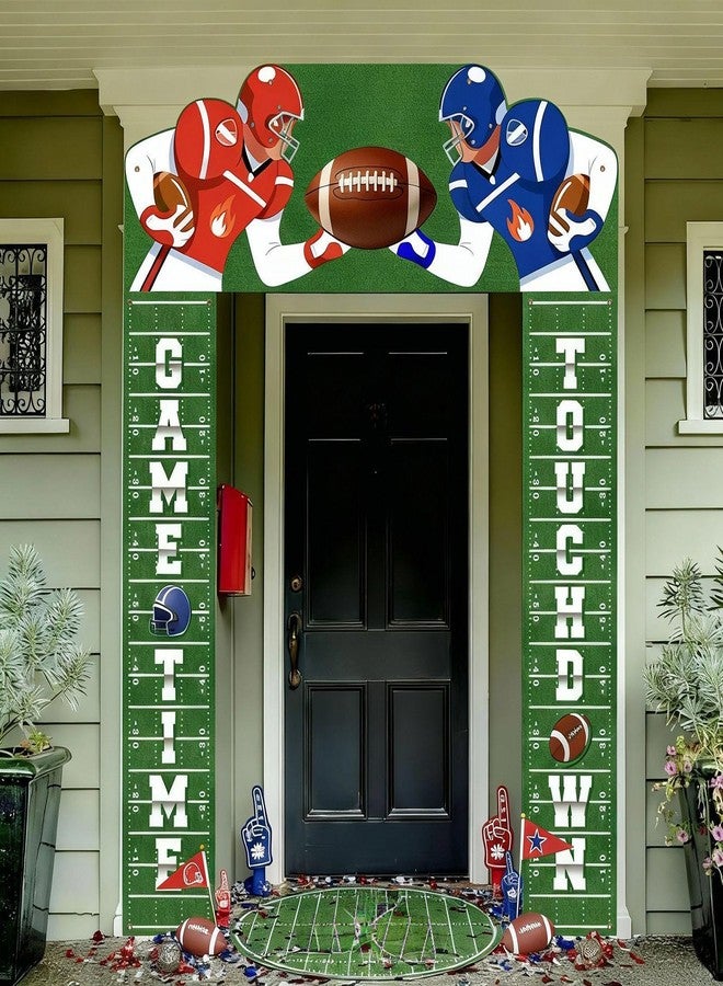 Gilprop 3 Pcs Football Door Banner Decorations Welcome Porch Sign Banner American Football Theme Backdrop for Birthday Party Favors Festival Decoration Home Outdoor Decor - Image 1