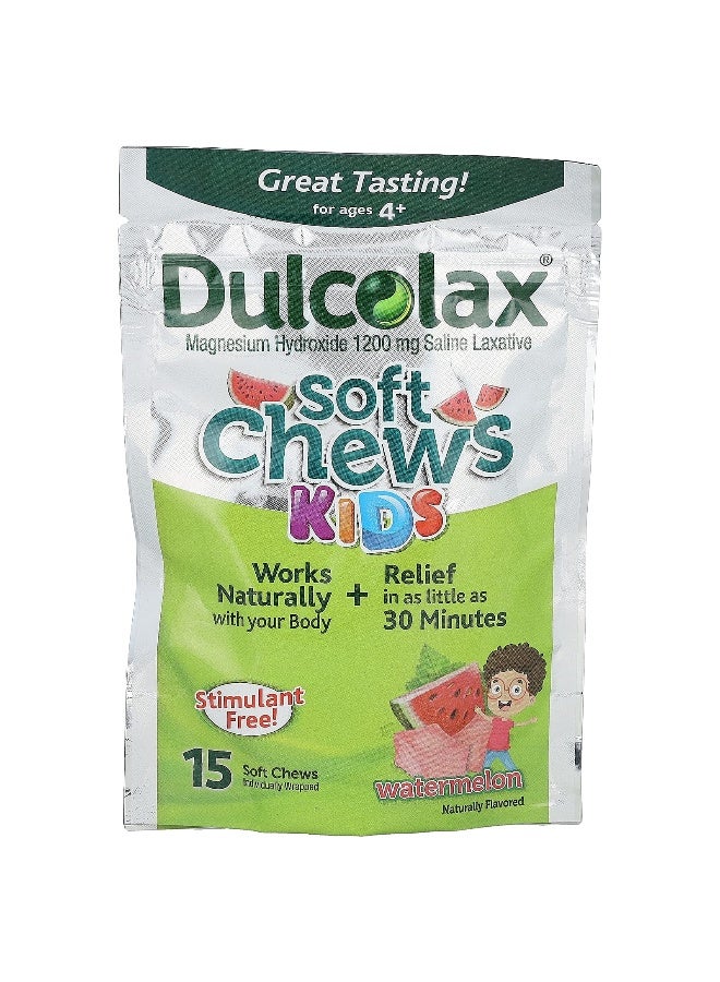 Dulcolax, Soft Chews Kids, Ages 4+,  Watermelon, 15 Soft Chews (Packaging may vary) - Image 1