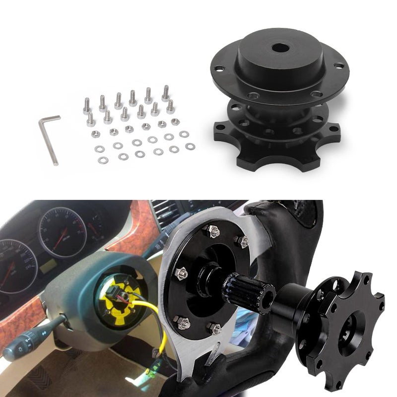 ASUBHA Steering Wheel Quick Release Universal Steering Wheel Snap Off Quick Release Hub Adapter Boss Kit With 6hole Steering Wheel Hub 6 Hole Snap off Boss Kit for RaceRallyMotorsport