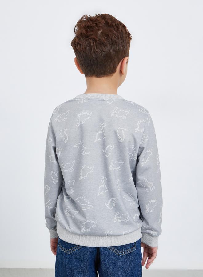 ستايلي سويت شيرت بأكمام طويلة بطباعة ديناصور - Image 3