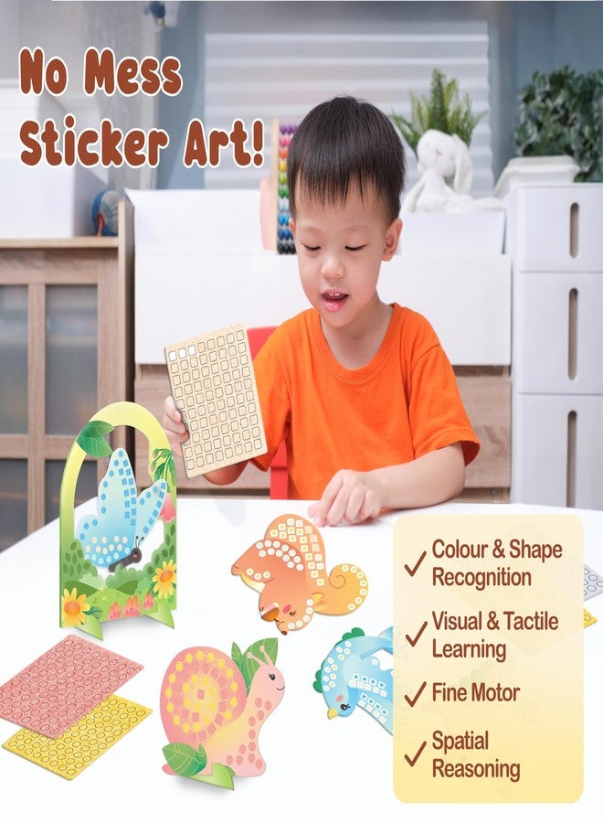 BINCA Foam Sticker Mosaic Art Activity, 750+ 3D Glitter Foam Stickers, 5 Garden Animals with Display Arch, DIY Mess-Free Activities, Felt Craft Kits & Gifts for Boys & Girls Ages 5,6,7,8 - Image 5
