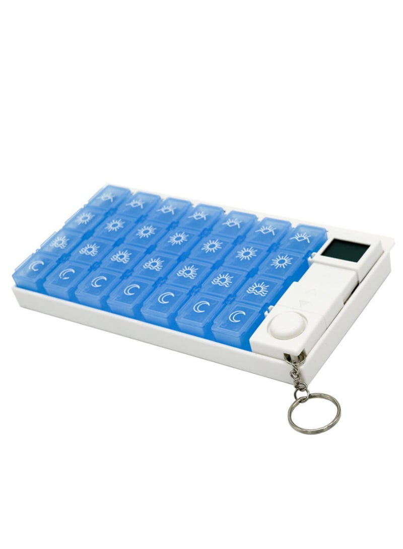 28 Grids Weekly 7 Days Portable Pill Box Plastic Smart Alarms Medicine Pill Case Box Holder With Reminder Timer for Pills Vitamins Organizer Storage - Image 1
