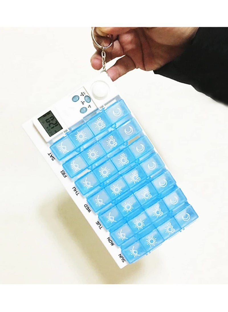 28 Grids Weekly 7 Days Portable Pill Box Plastic Smart Alarms Medicine Pill Case Box Holder With Reminder Timer for Pills Vitamins Organizer Storage - Image 3