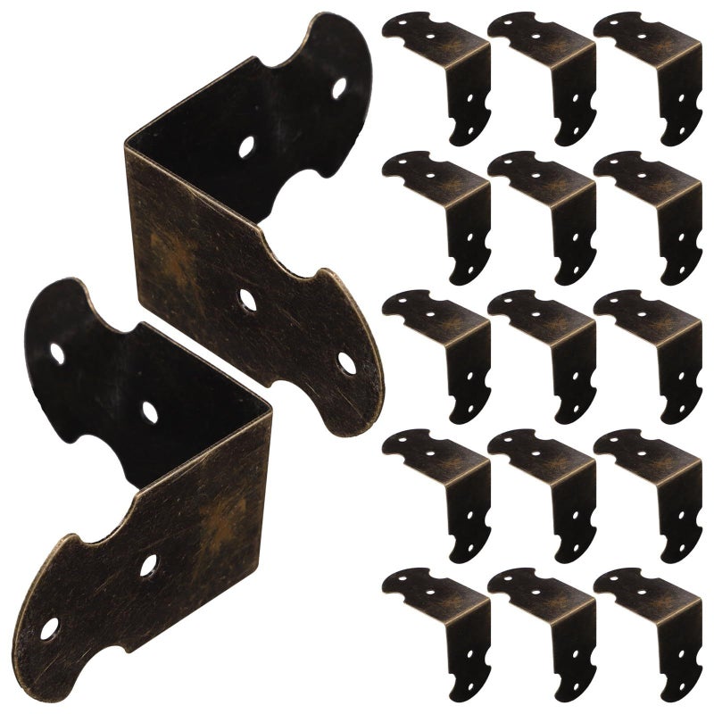 Vintage Wooden Box Corner Protectors 43x25mm Antique Style Screws - Image 2