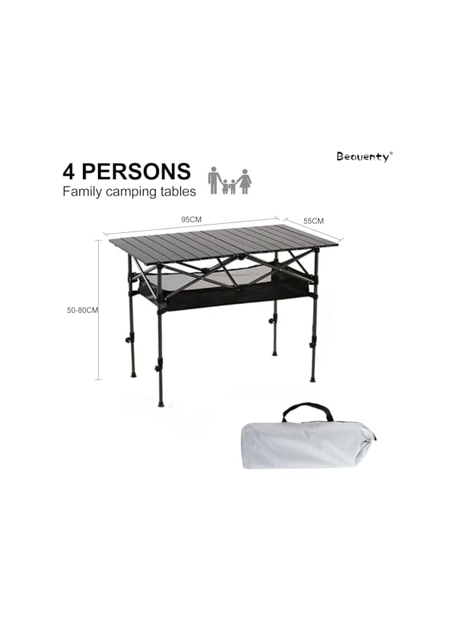Beauenty Folding Outdoor Table Portable Camping Adjustable Hight Picnic Table With Carry Bag - Image 3