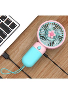 Thoraya Mini Portable Fan Powerful Handheld Fan Cute Design Personal Small Fan Lightweight USB Rechargeable for Travel Indoor Outdoor Flower Sky Blue  - Image 2