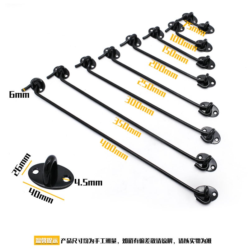 Jinrongda Thickeneded Stainless Steel Window Black Air Hook Window Hook Tie Hook Air Hook Nail Door And Window Lock Hook Window Hook - Image 5