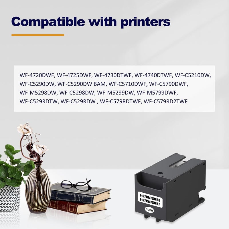 LAIPENG T6715 T6716 Ink Maintenance Cartridge C13T671500 C13T671600 Compatible for Epson Workforce Pro WF-4720DWF WF-4725DWF WF-4730DTWF WF-4740DTWF WF-C5210DW WF-C5290DW WF-C529RDTW WF-C579RDWF - Image 2