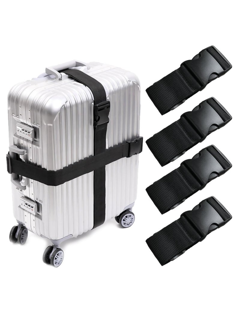 Oasisgalore 4 PCS 74" x 2" Luggage Straps, Suitcase Belts Wide Adjustable Packing Straps Travel Accessories, Black - Image 1