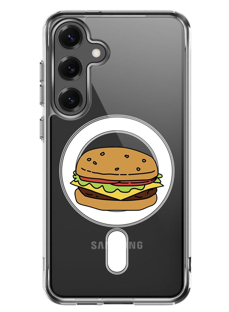 Theodor Magnetic Case for Samsung Galaxy S25 6.2-inch Compatible with MagSafe Wireless Charging, Shockproof Phone Bumper Cover Burger - Image 1