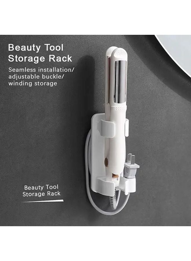 White No Drill Hair Straightener Holder Wall Mounted Organizer For Bathroom Salon - Image 2