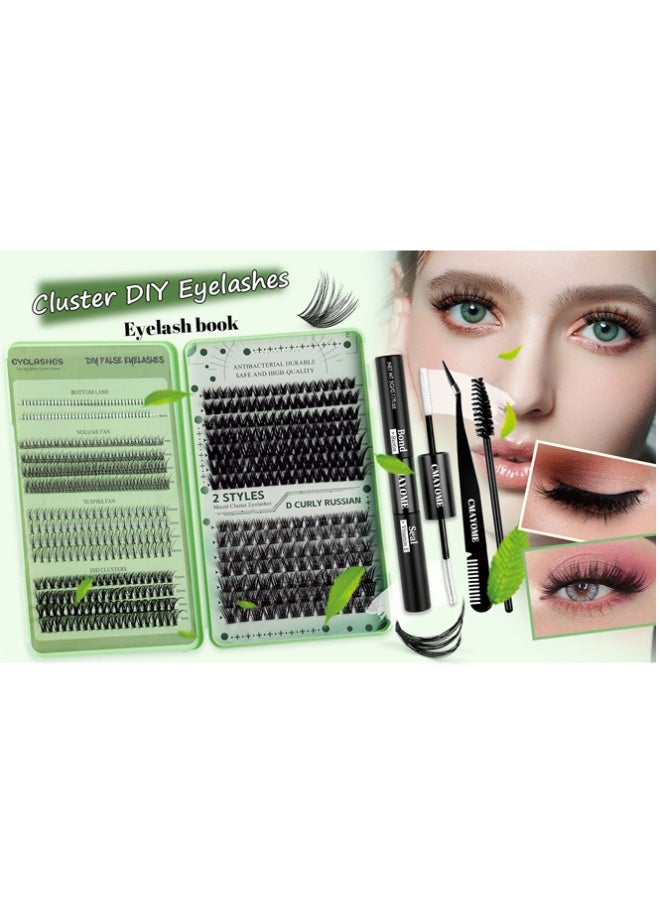 كمايو مجموعة ملحقات رموش DIY بـ 4 أنماط، 551 مجموعة، رموش فردية مختلطة بطول 10-16 مم، مجموعة رموش طبيعية منحنية، رموش زائفة مقسمة، رموش سميكة - Image 2