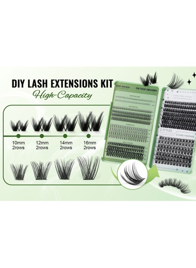كمايو مجموعة ملحقات رموش DIY بـ 4 أنماط، 551 مجموعة، رموش فردية مختلطة بطول 10-16 مم، مجموعة رموش طبيعية منحنية، رموش زائفة مقسمة، رموش سميكة - Image 4
