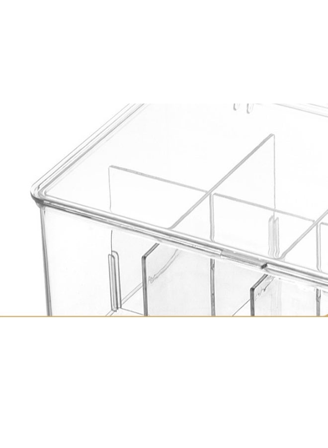 Clear Tea Bag Divided Storage Organizer, Tea Bag Holder Container Box With Lid, Suitable for Cabinet, Countertop, Hold Coffee Pods, Seasoning Packets, Condiments, 8 Sections - Image 2